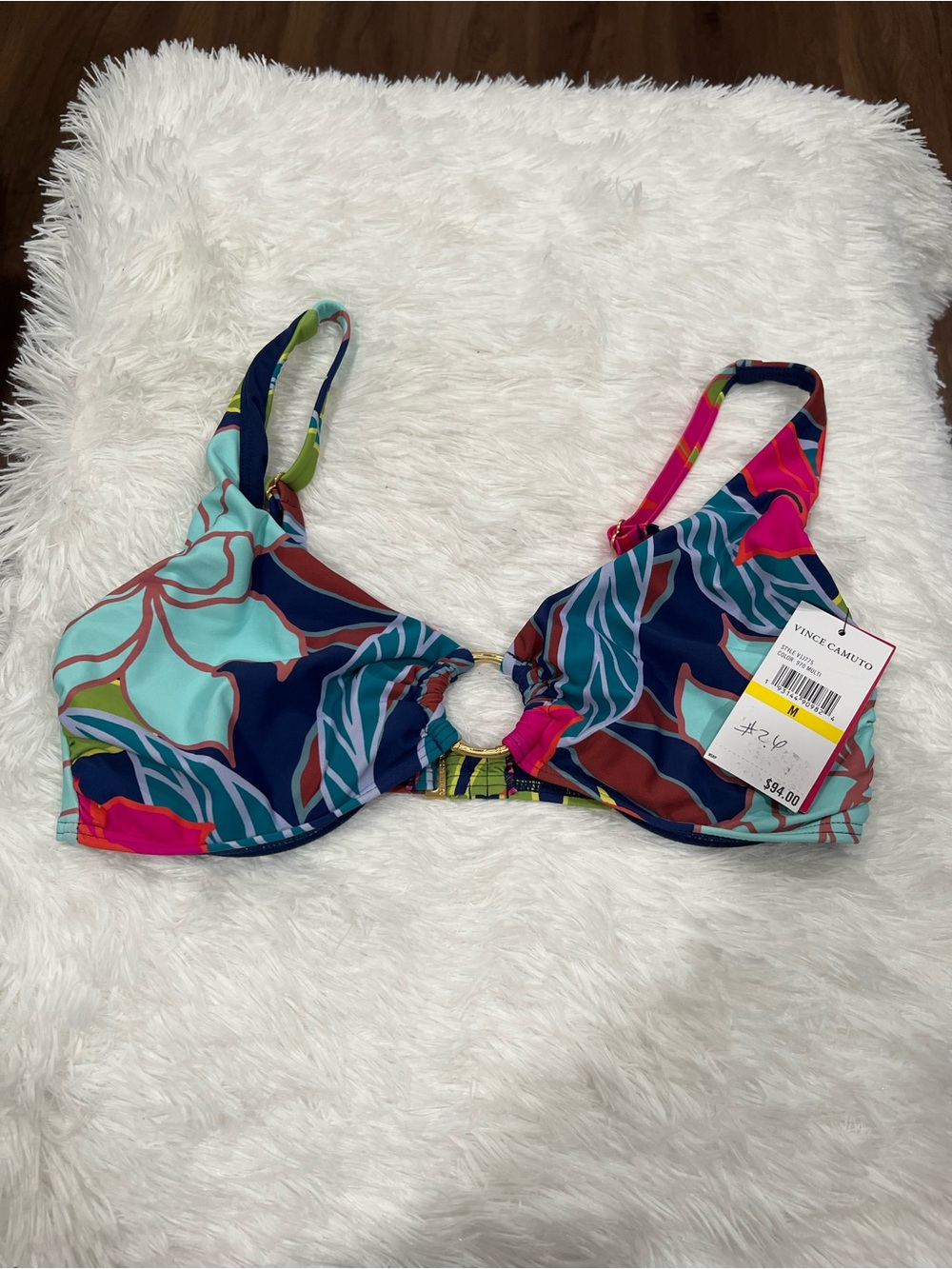 Vince Camuto Multicolor Floral-Print Underwire Bikini Top